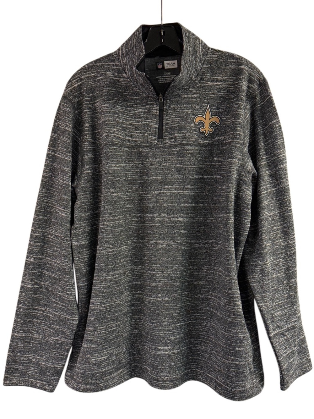 New NFL New Orleans Saints Gray Quarter Zip Pullover Sweatshirt Size L